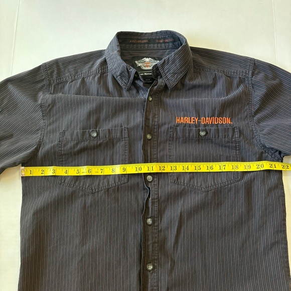 Harley-Davidson Pre-Luxe Black & Orange Pinstripe Button Up Shirt Men's Size M - Picture 8 of 10
